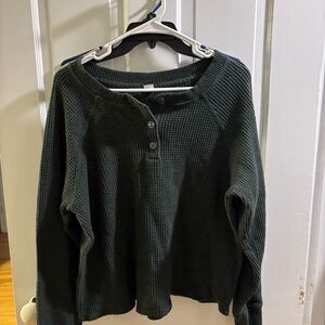 Old Navy Dark Green Waffle Knit Sweatshirt